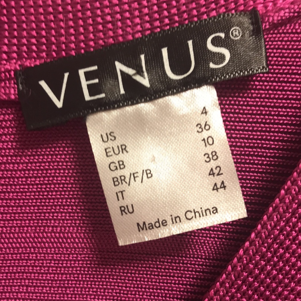 Venus fuchsia bodycon dress with fringe bottom - Picture 8 of 8